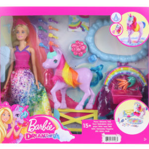 Barbie Princezna a duhový jednorožec herní set GTG01 TV