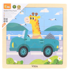 Dřevěné puzzle 9 dílků - auto