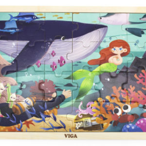 Dřevěné puzzle - malá mořská víla 24 dílků